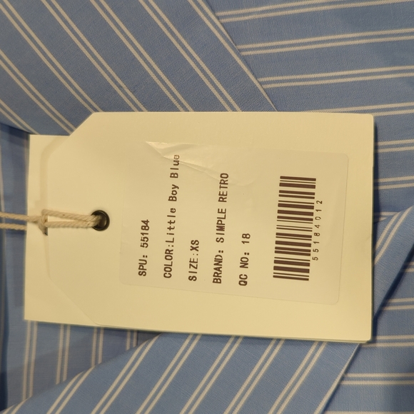 Simple Retro blue striped shirt size xs - Picture 2 of 3